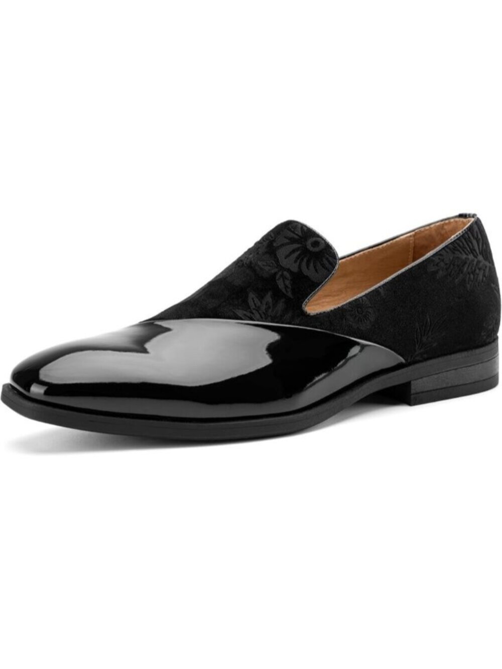 Men's Black Velvet Patent Leather Tuxedo Classic Slip On Loafers Dress Shoes